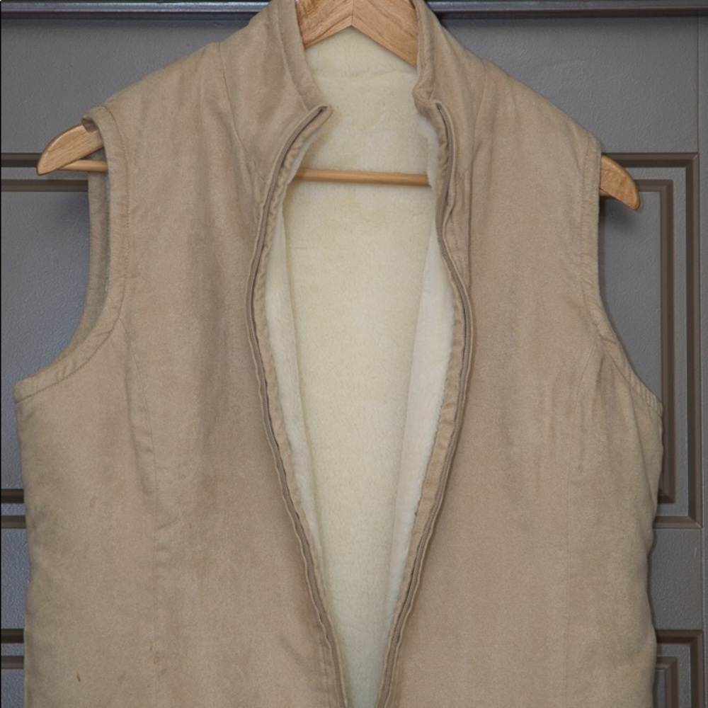 Sued and wool reversible vest